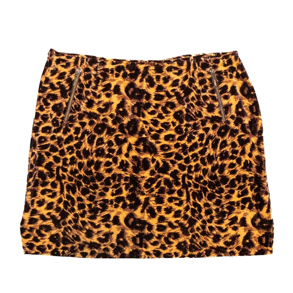 Vintage Emanuel Ungaro Women's Velvet‎ Leopard Print Skirt – Size 14 / EU 48